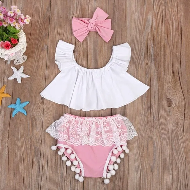 NEW Newborn Baby Girls Clothes Sleeveless Dress Briefs 2PCS Outfits Set Striped Printed Cute Clothing Sets Summer Sunsuit 0-24M