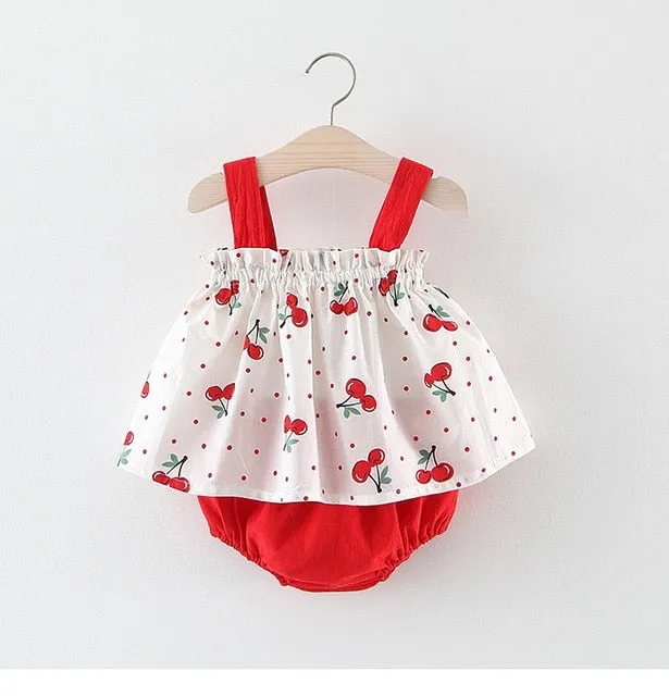 New Newborn Baby Girls Clothes Sleeveless Dress Briefs 2PCS Outfits Set Striped Printed Cute Clothing Sets Summer Sunsuit 0-24M