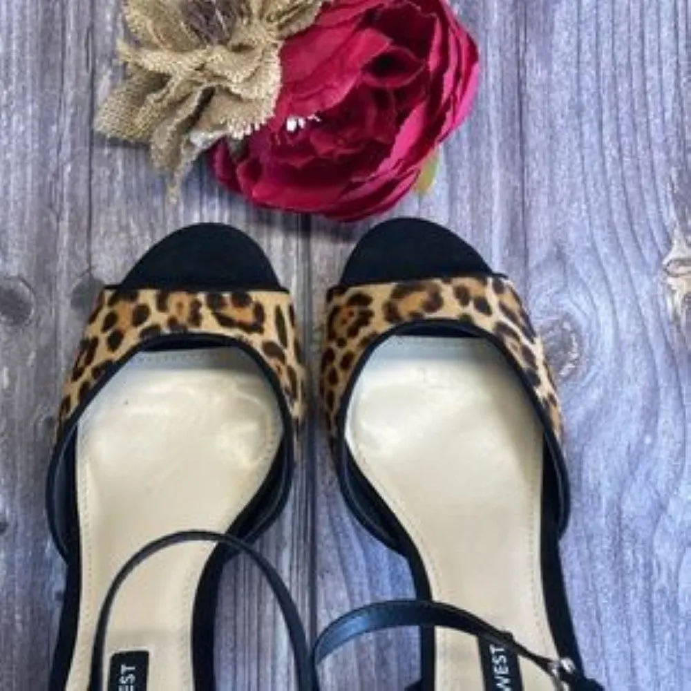 NINE WEST Gail Leopard Print Platform Sandals 9.5M