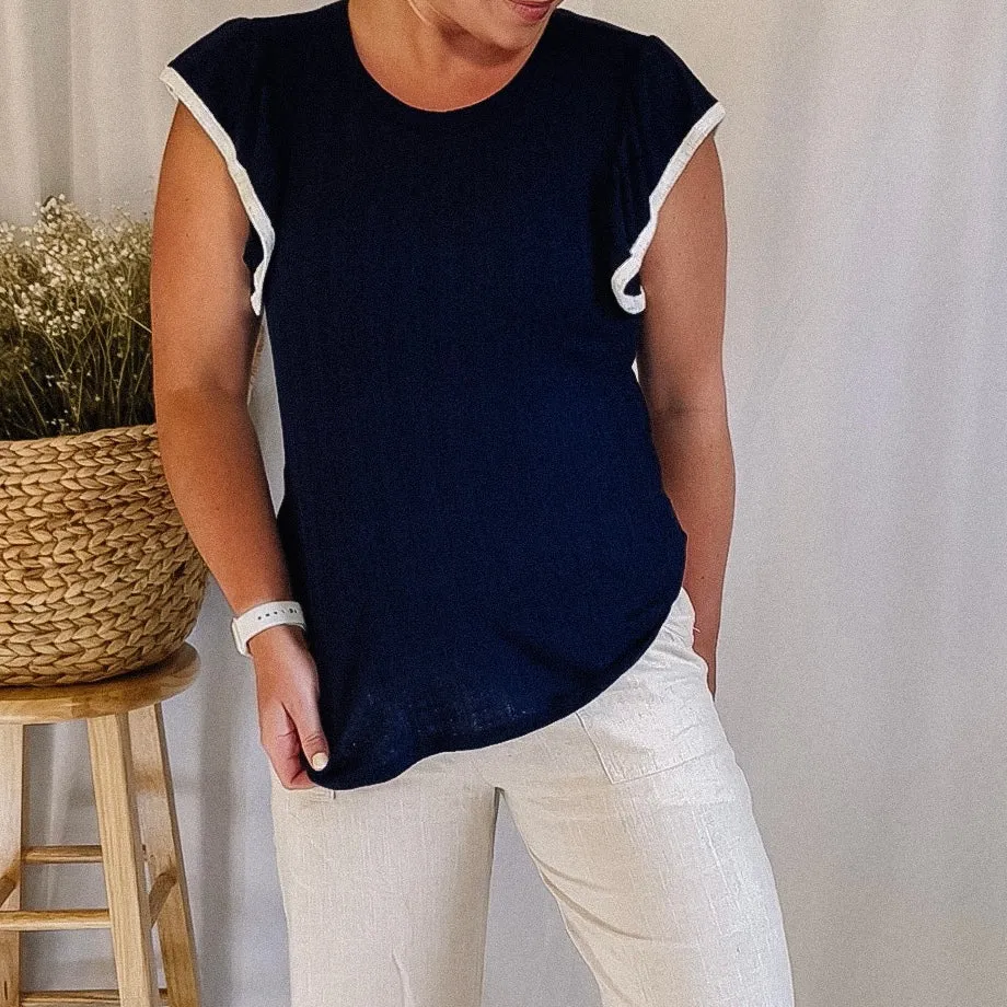 Not Too Late Ruffle Sleeve Tank