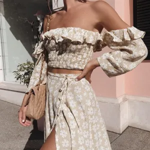 Nova || Floral off shoulder A-line dress