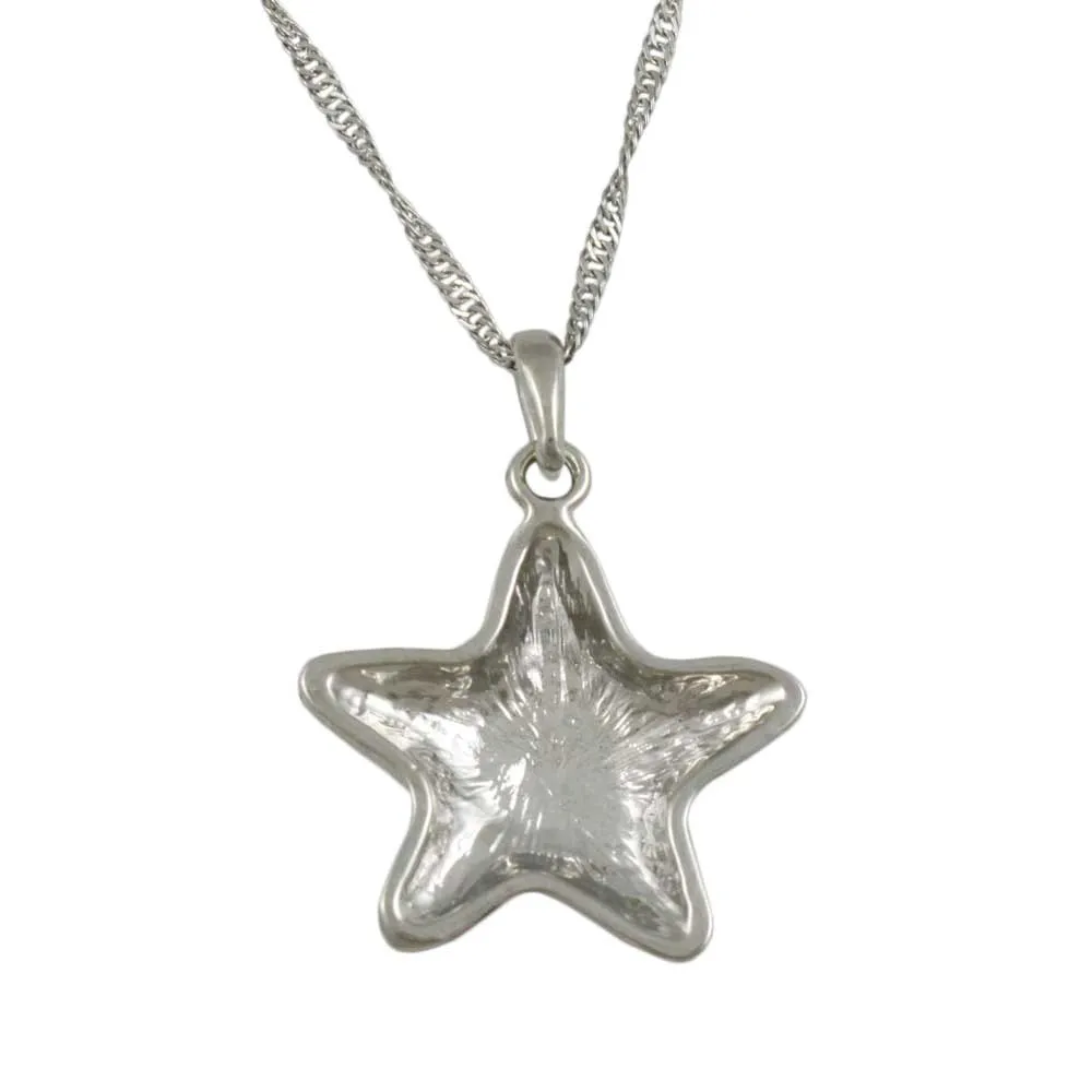 Patriotic Red White Blue Star Pendant with Silver Chain - PT326S