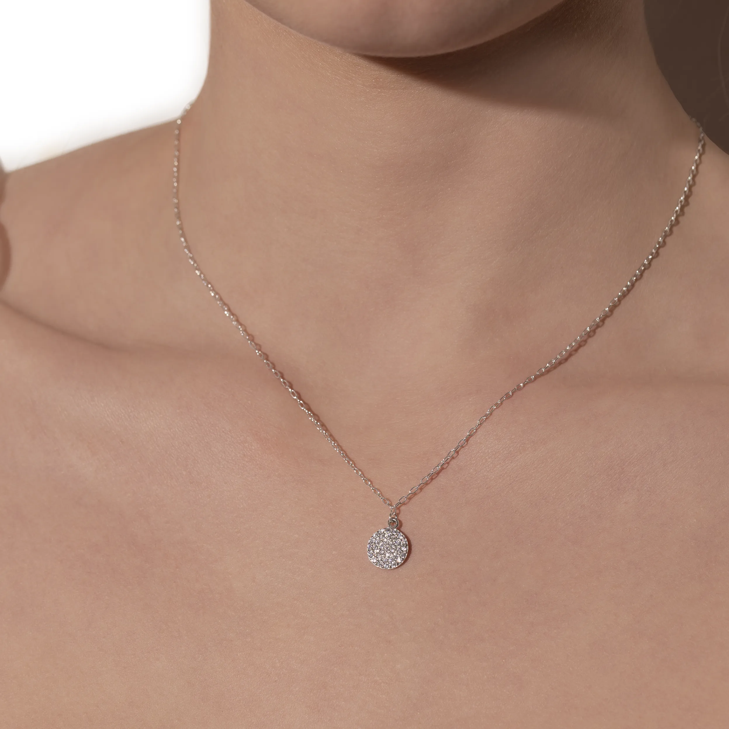 Pave Disc Necklace