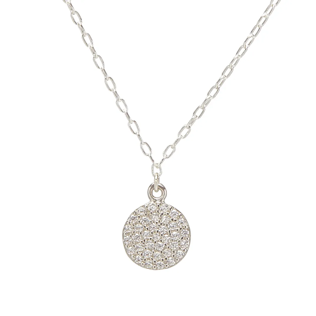 Pave Disc Necklace