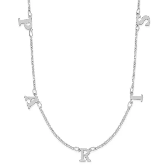 Personalized Brushed Finish Letter Dangle Necklaces - Up to 8 Letters