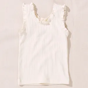 Pink Chicken || Joy Ruffle Rib Tank - Cream