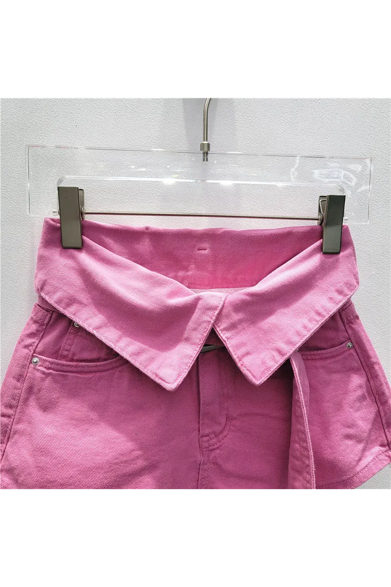 PM0189 High Rise Denim Shorts