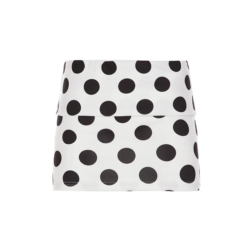 Polka dot A line contrast mini skirt