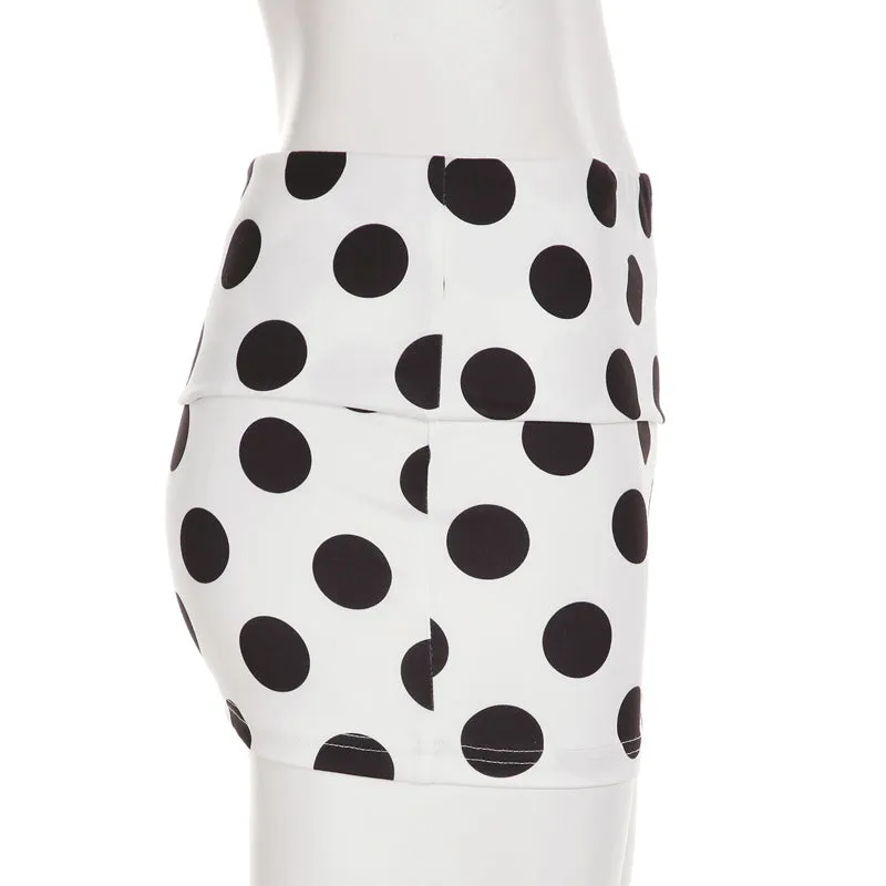 Polka dot A line contrast mini skirt
