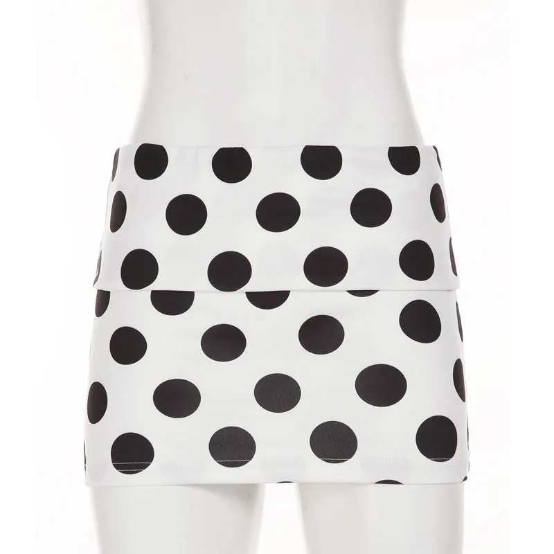 Polka dot A line contrast mini skirt