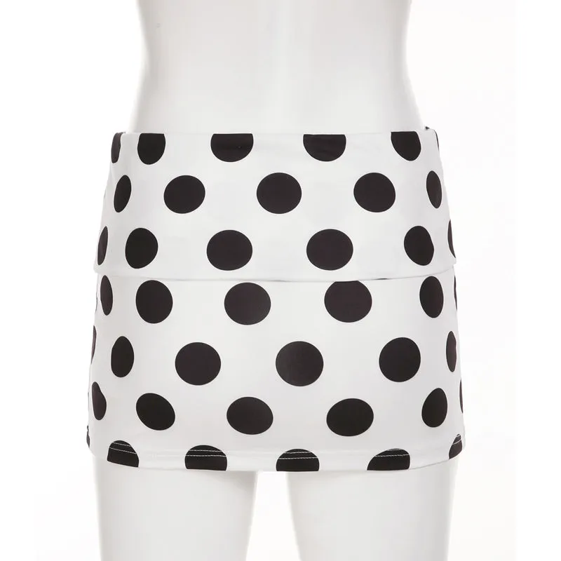 Polka dot A line contrast mini skirt