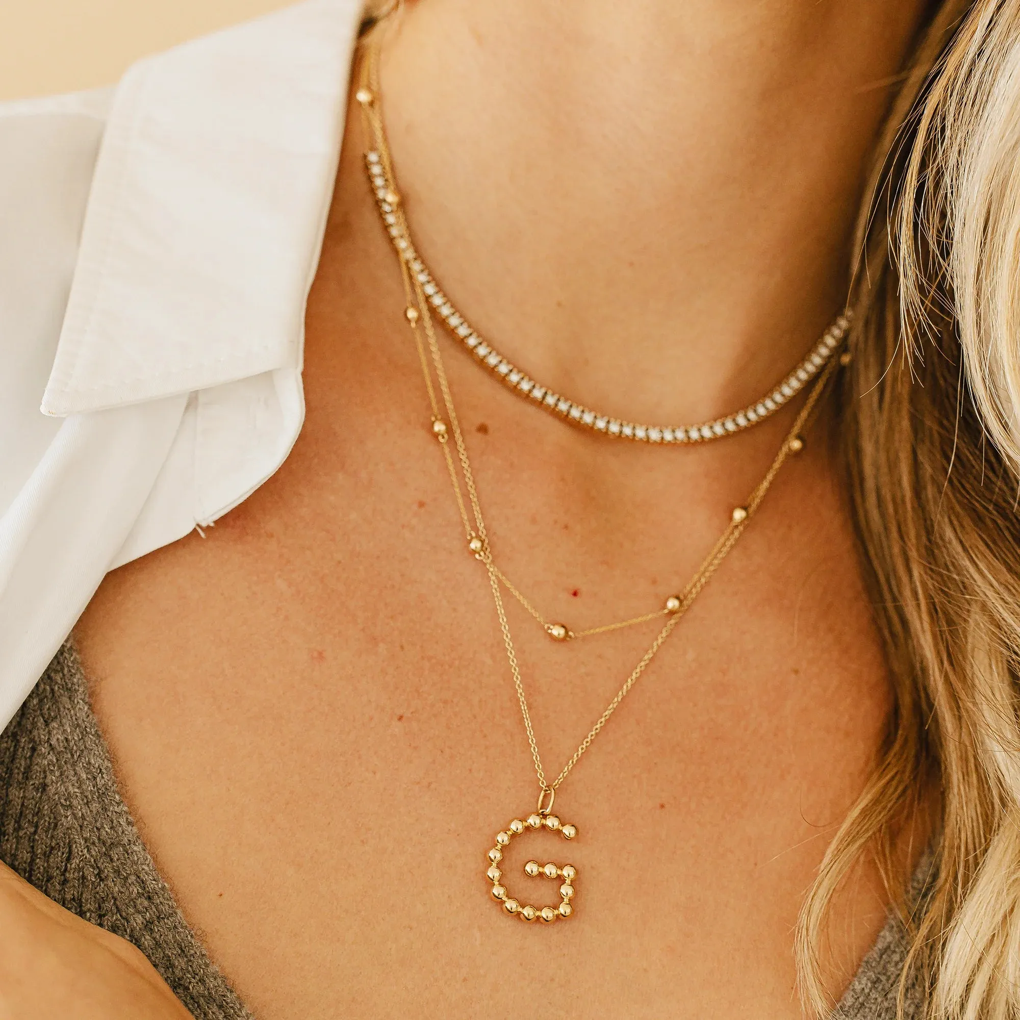 POPPY RAE LARGE PEBBLE INITIAL NECKLACE