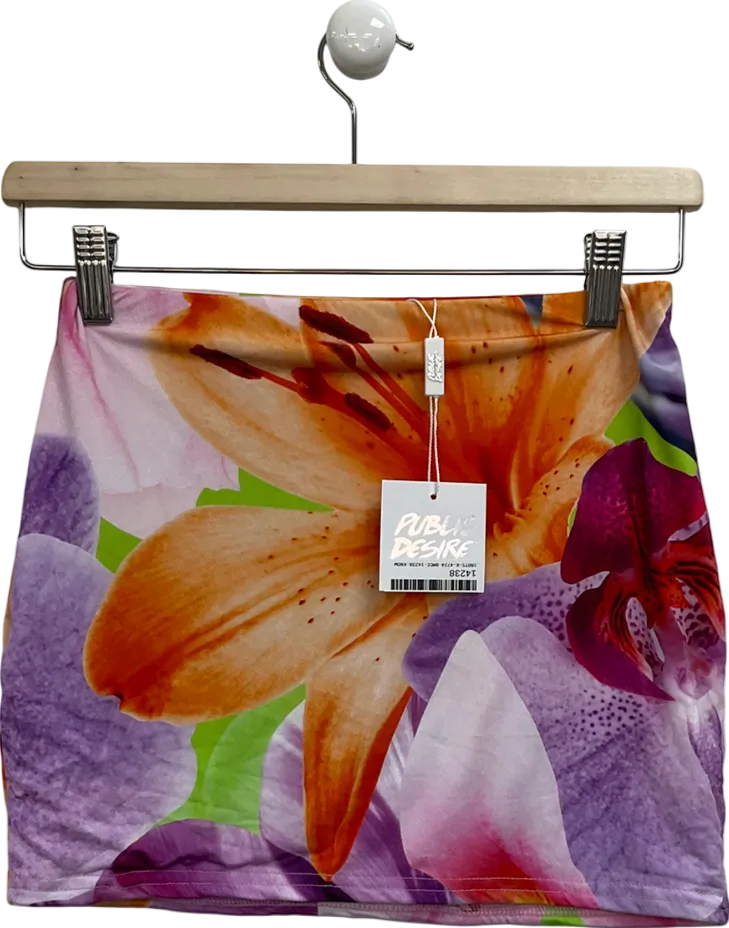 Public Desire Multicoloured Printed Floral Micro Skirt UK 10