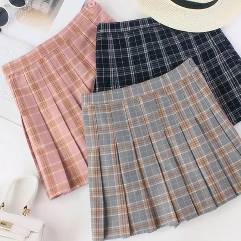 "CHIC PLAID" PLEATED SKIRT K052612