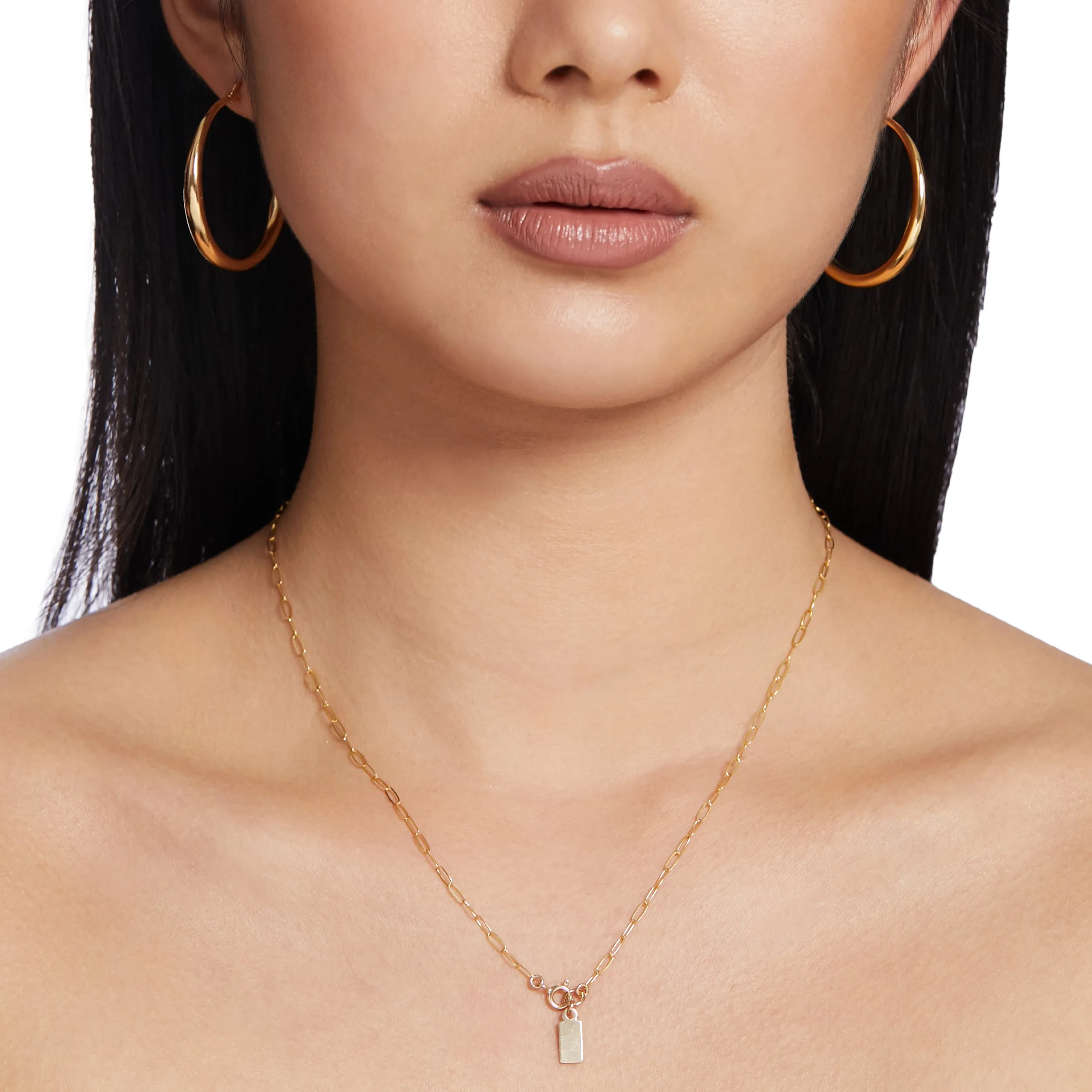 Rectangle Tag Necklace - Gold