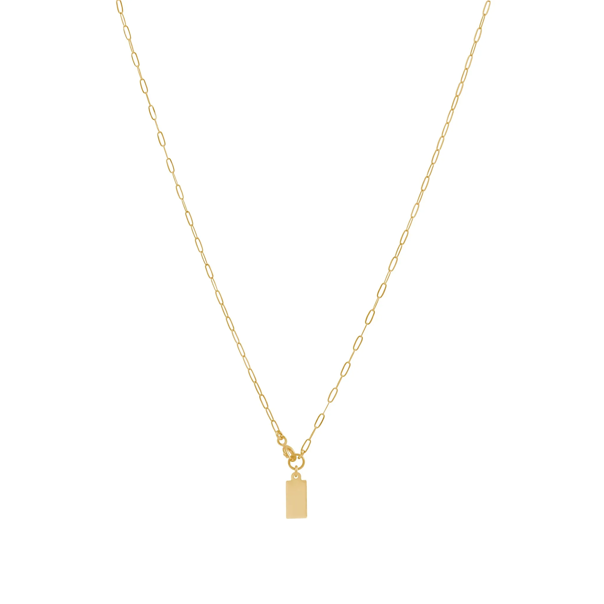 Rectangle Tag Necklace - Gold