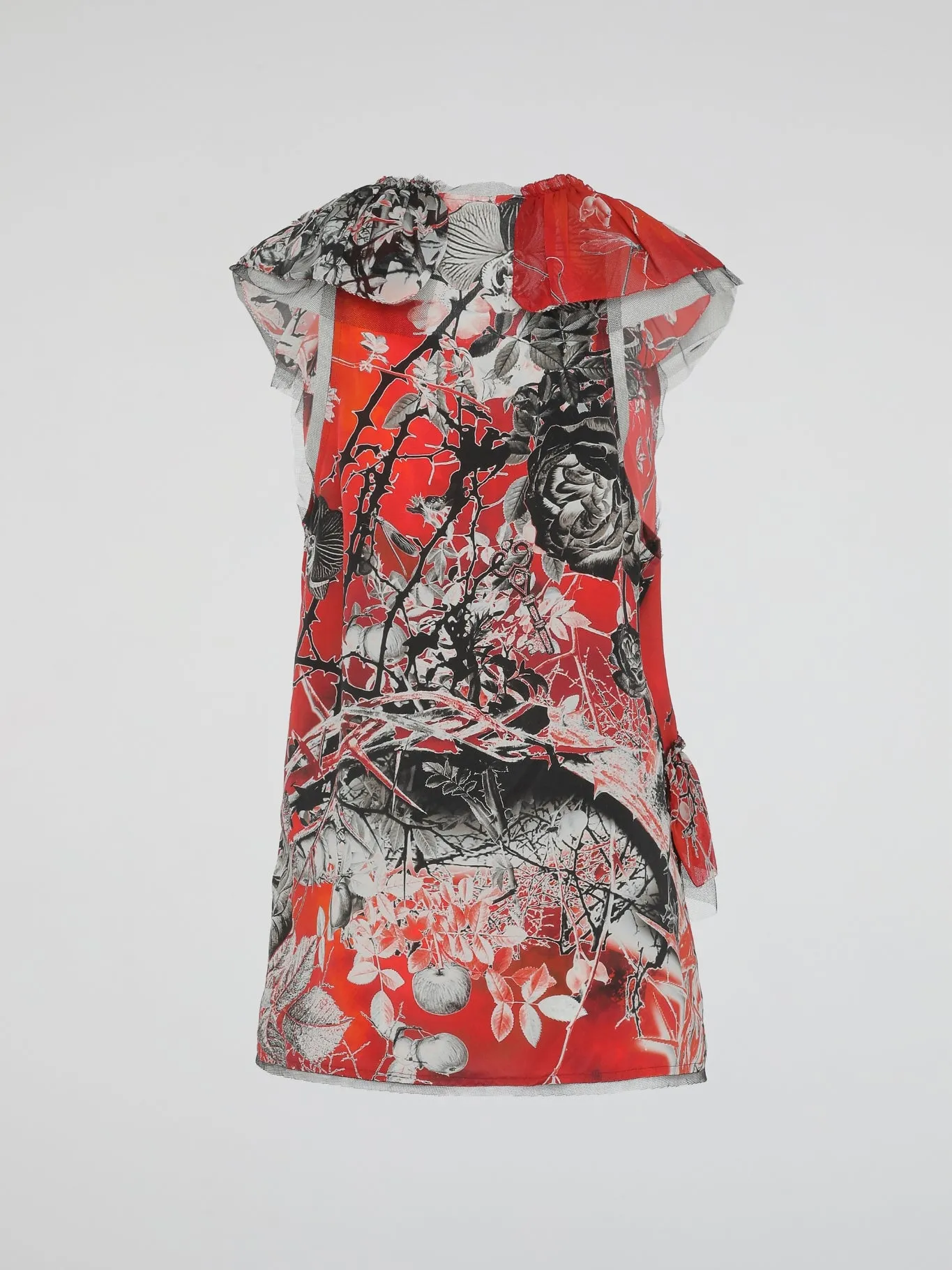 Red Ruffle Detailed Blouse