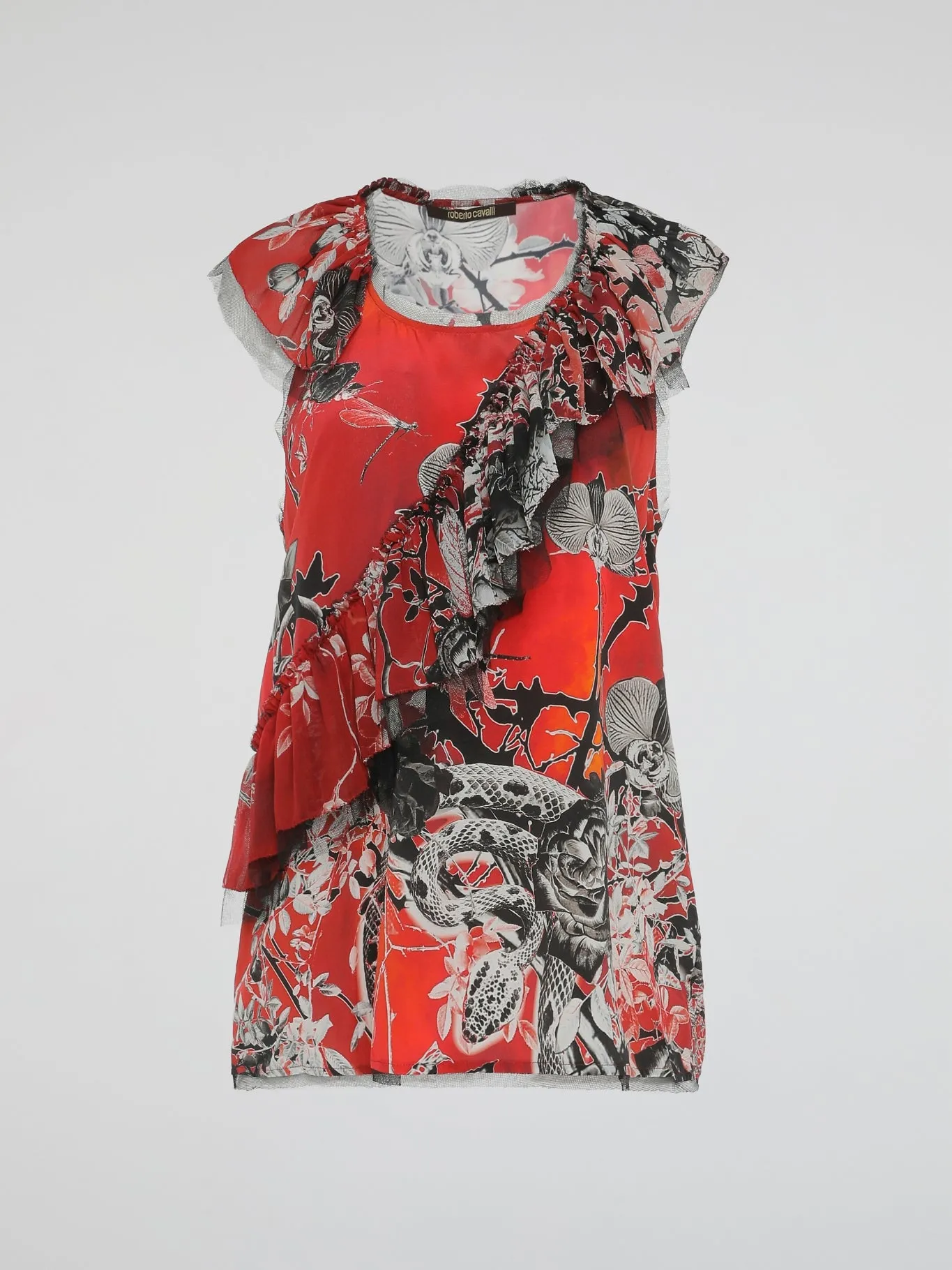 Red Ruffle Detailed Blouse
