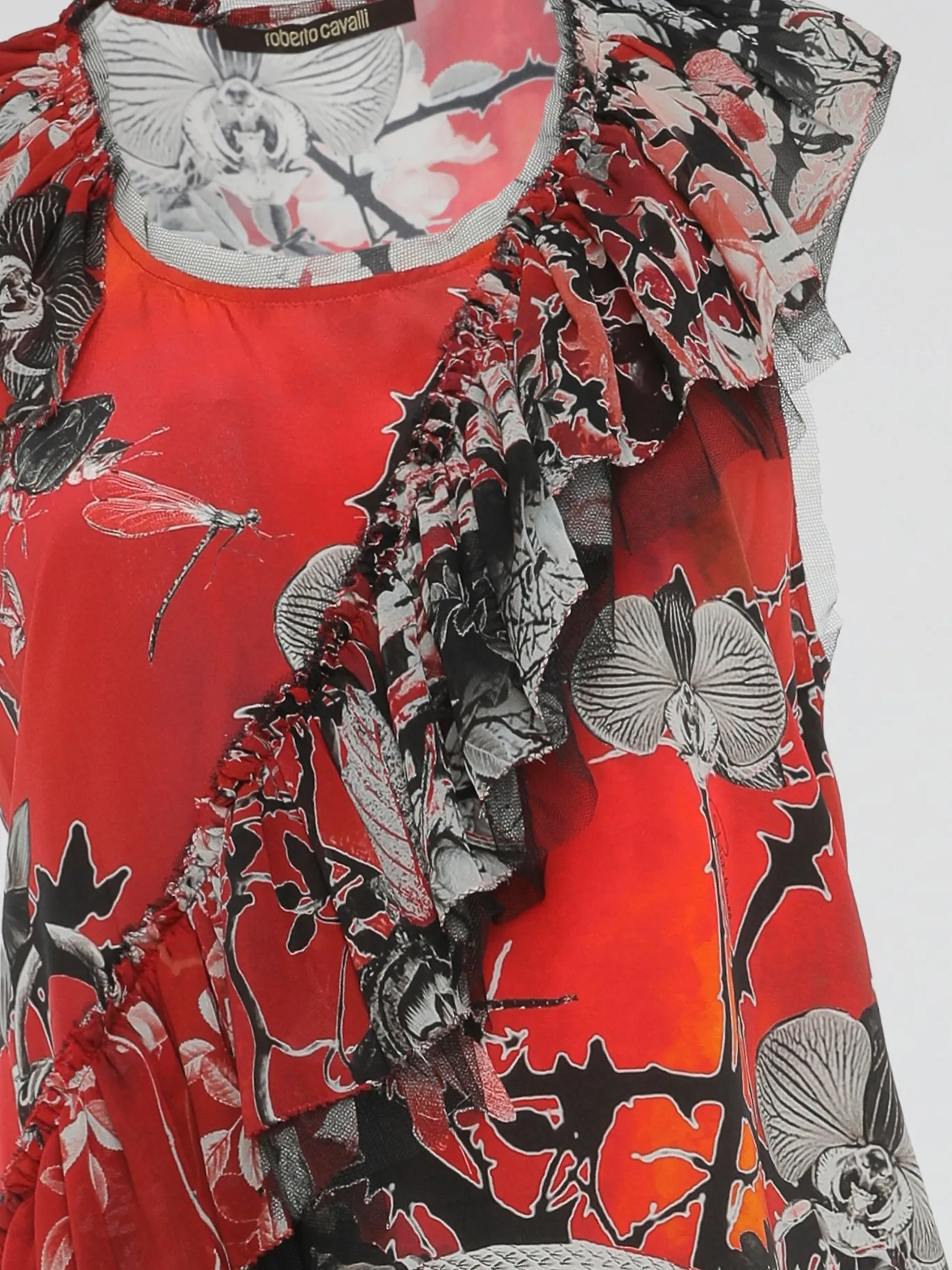 Red Ruffle Detailed Blouse