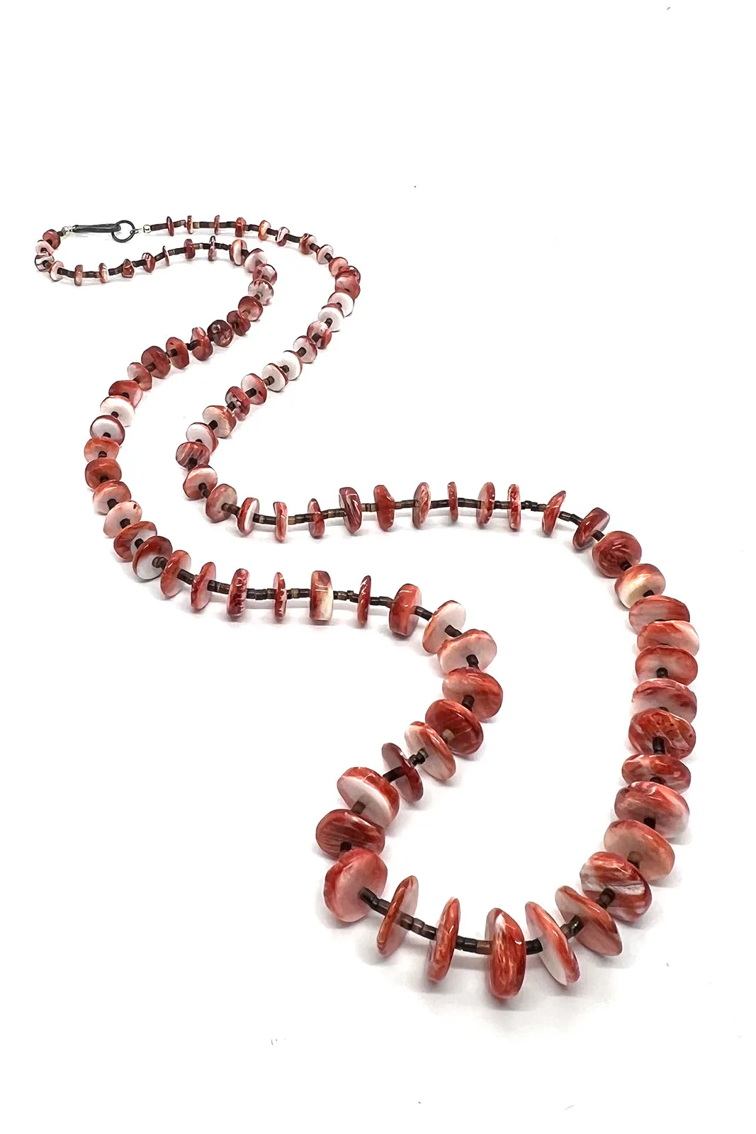 Red Spiny Oyster Shell  Disk Statement Necklace