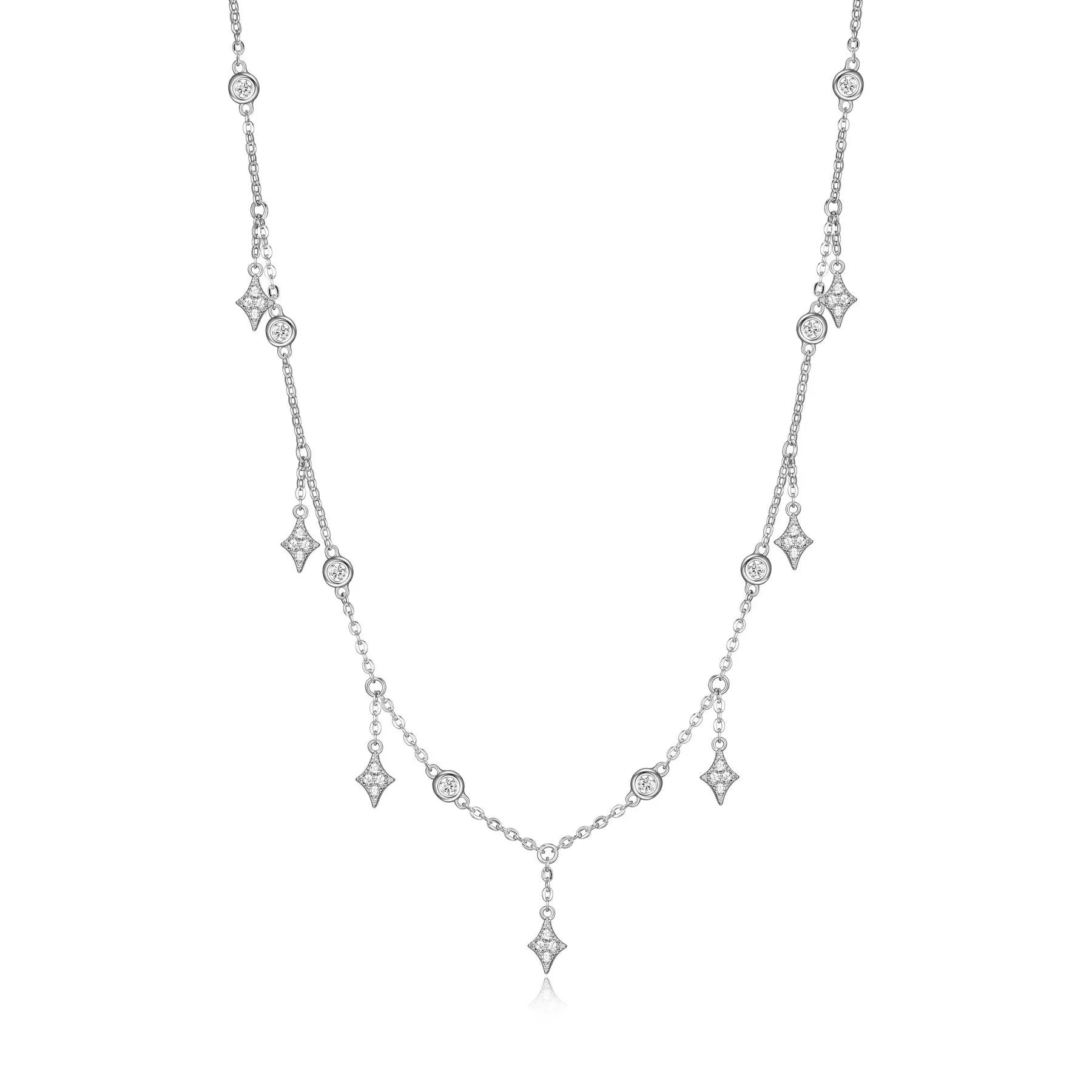 Reign Sterling Silver Rhodium Plated CZ Starlight Necklace