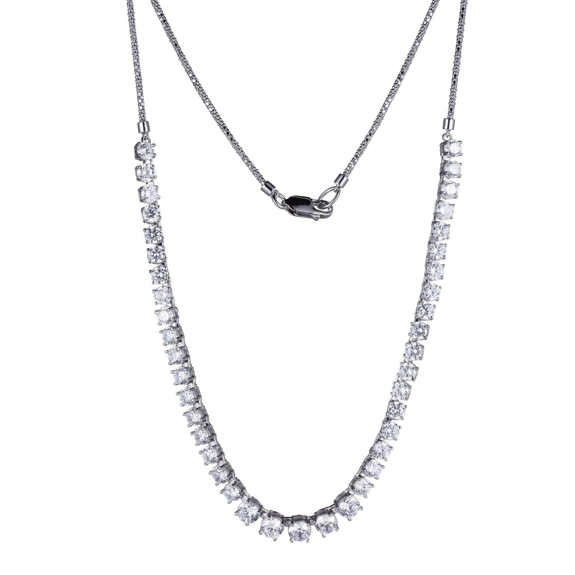 Reign Sterling Silver Rhodium Plated CZ Statement Necklace