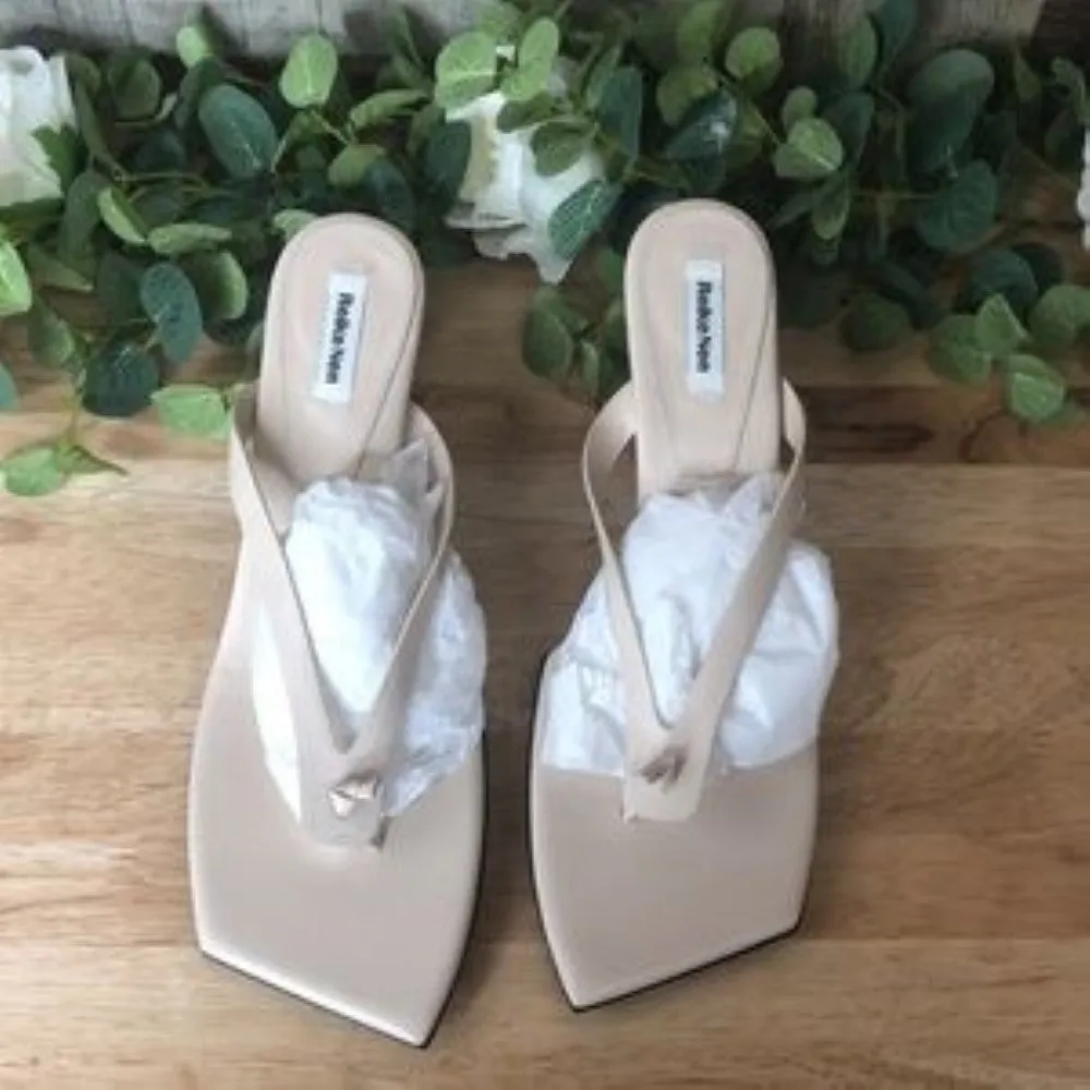 Reike Nen Flip-Flop Heels Cream Size 10