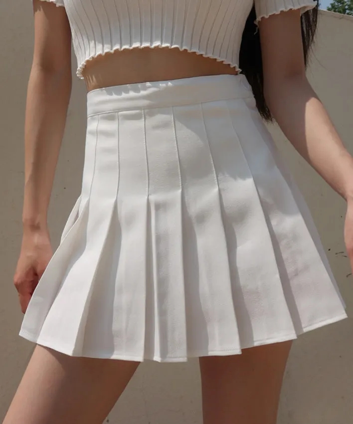 retro high waist woven pleated skirt
