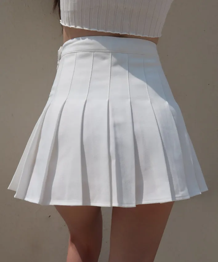 retro high waist woven pleated skirt