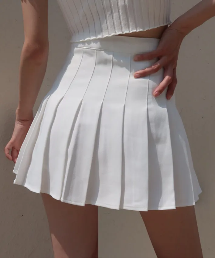 retro high waist woven pleated skirt