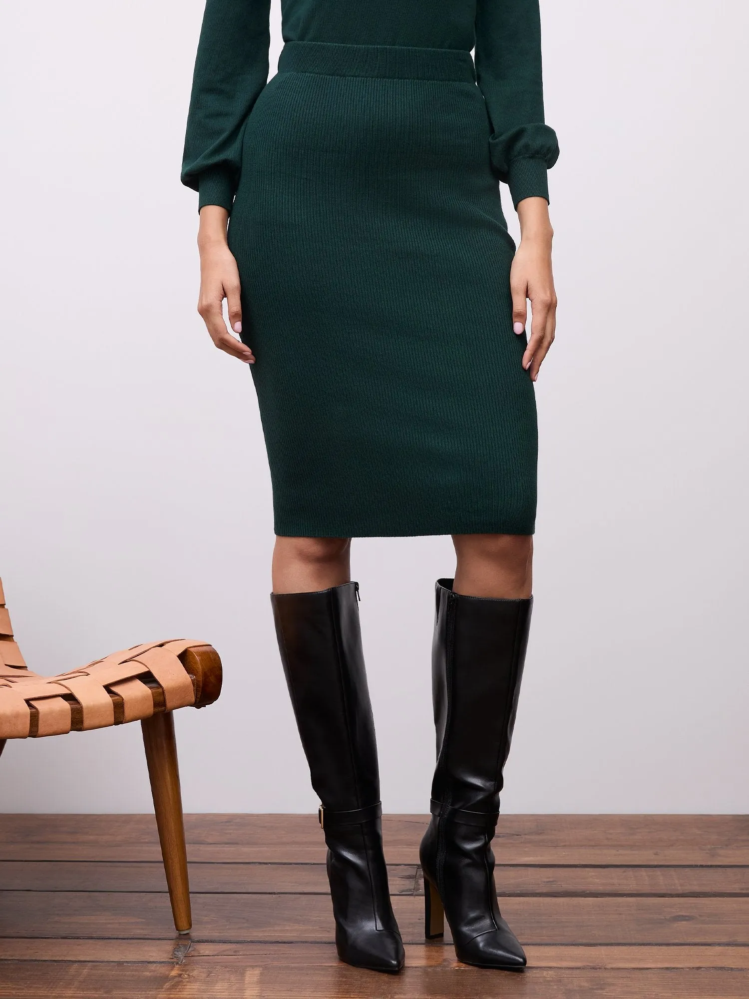Ribbed Sweater Pencil Skirt