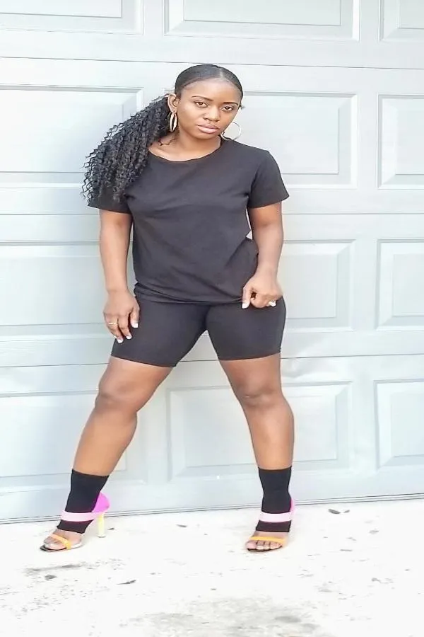 Round Neck Basic Biker Set