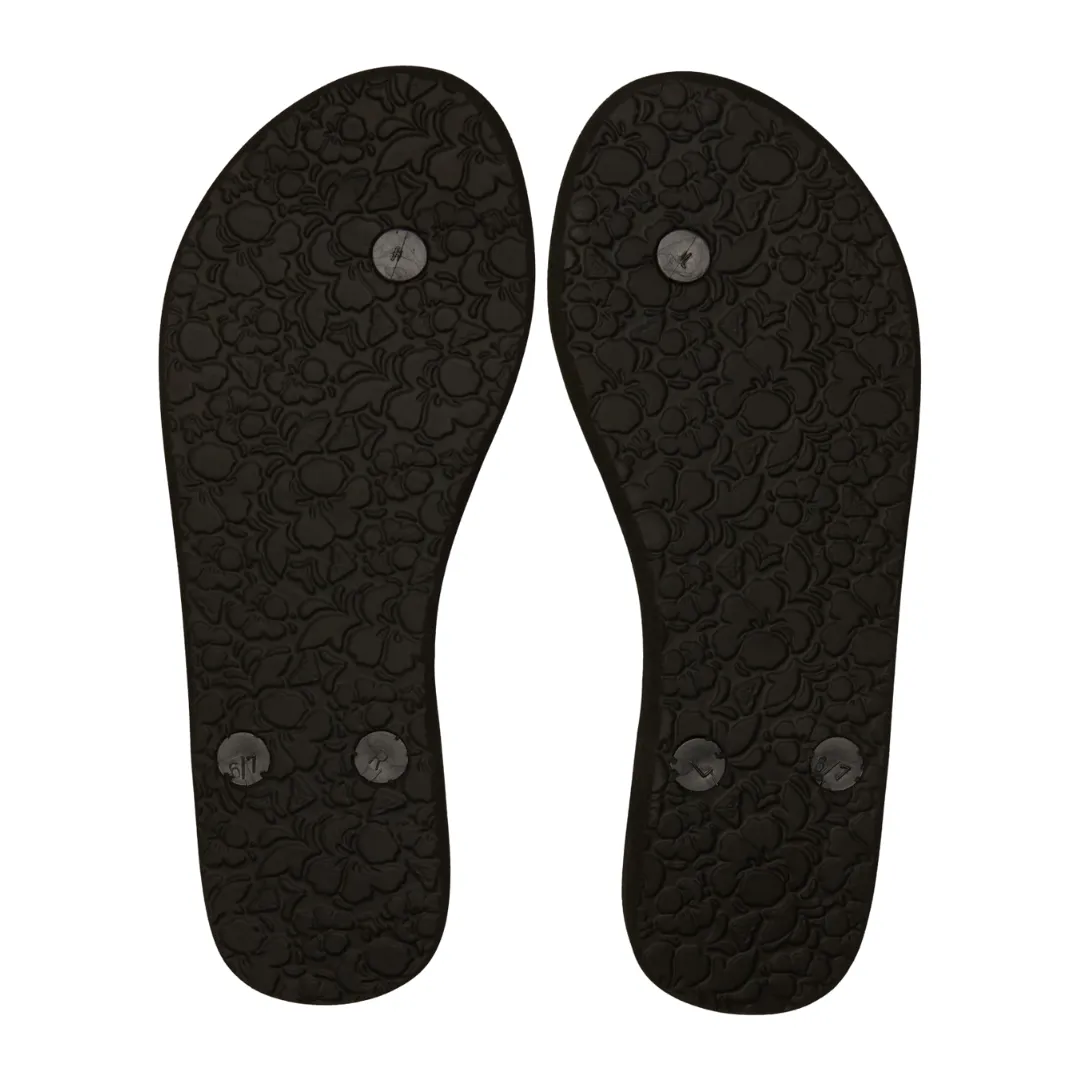 Roxy Bermuda Print Flip Flops - Black/Pink/Soft Lime