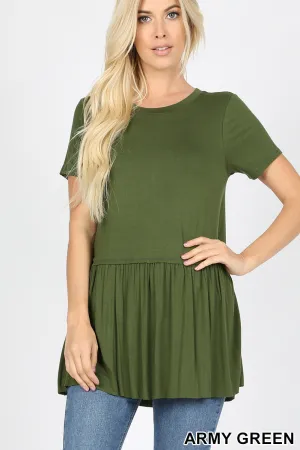 RUFFLE BOTTOM SHORT SLEEVE TOP