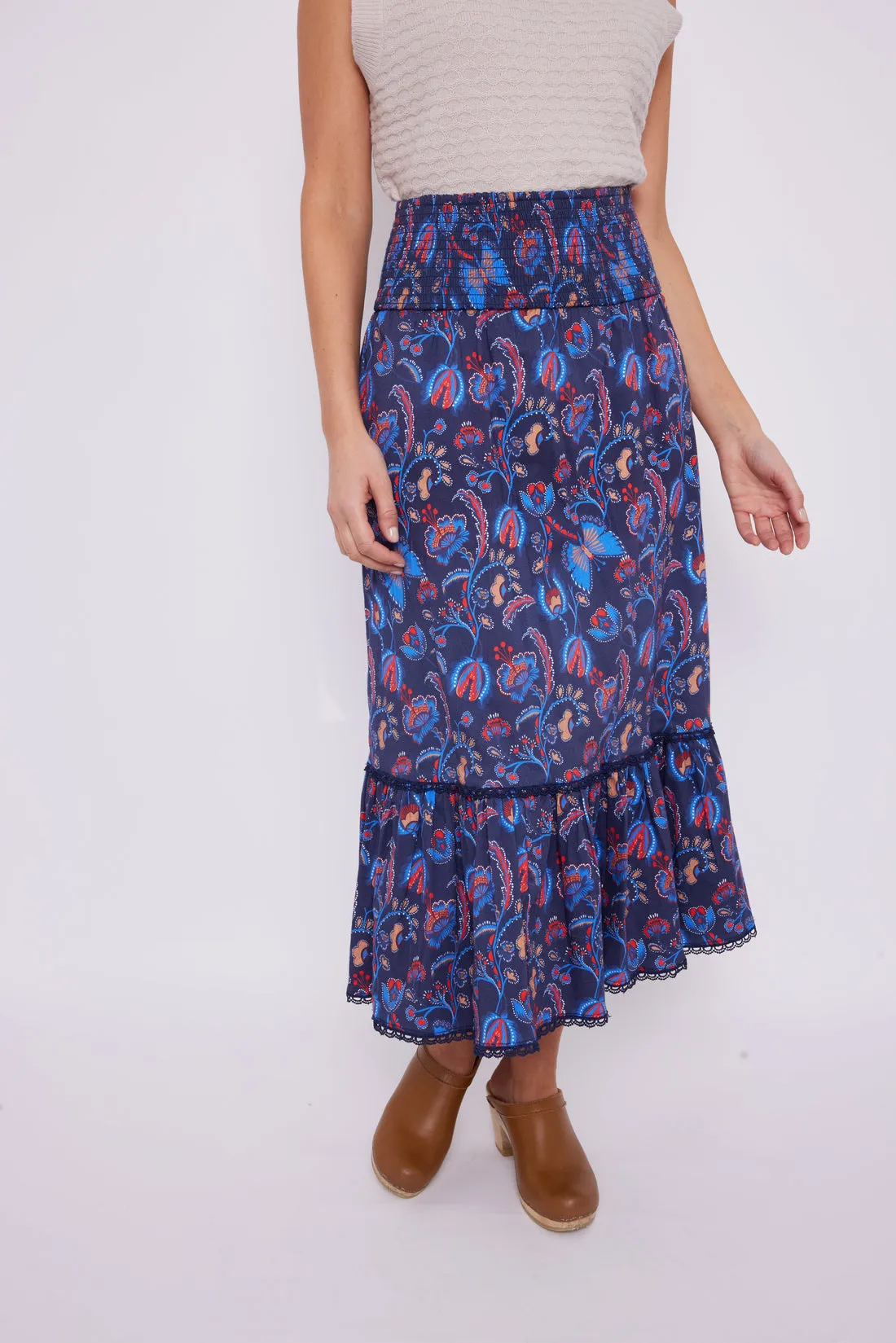 Sail to Sable Aztec Floral Print Skirt