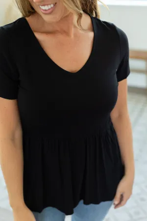 Sarah Ruffle Short Sleeve - Black | Women's Top