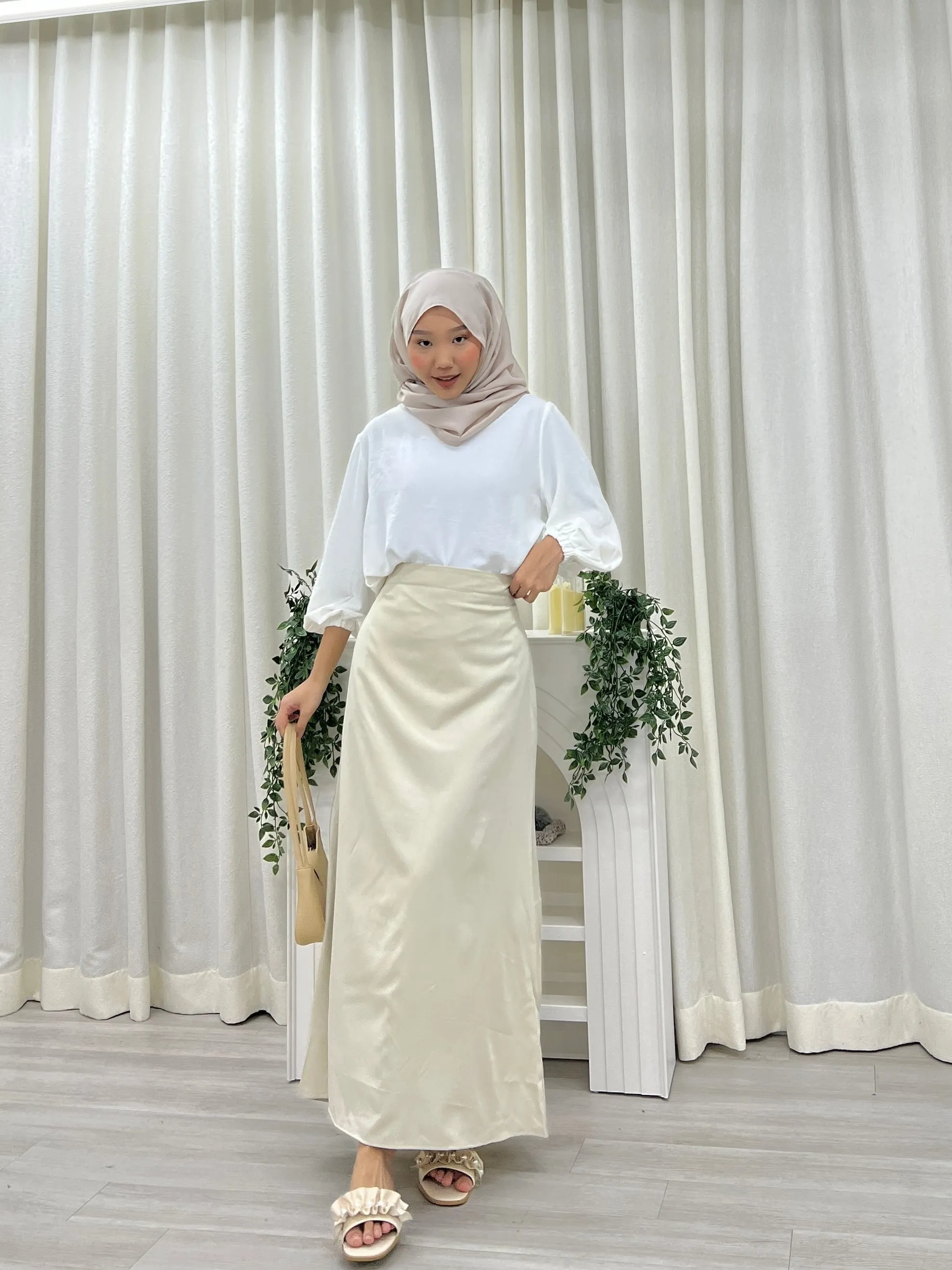 Satin A-line Skirt