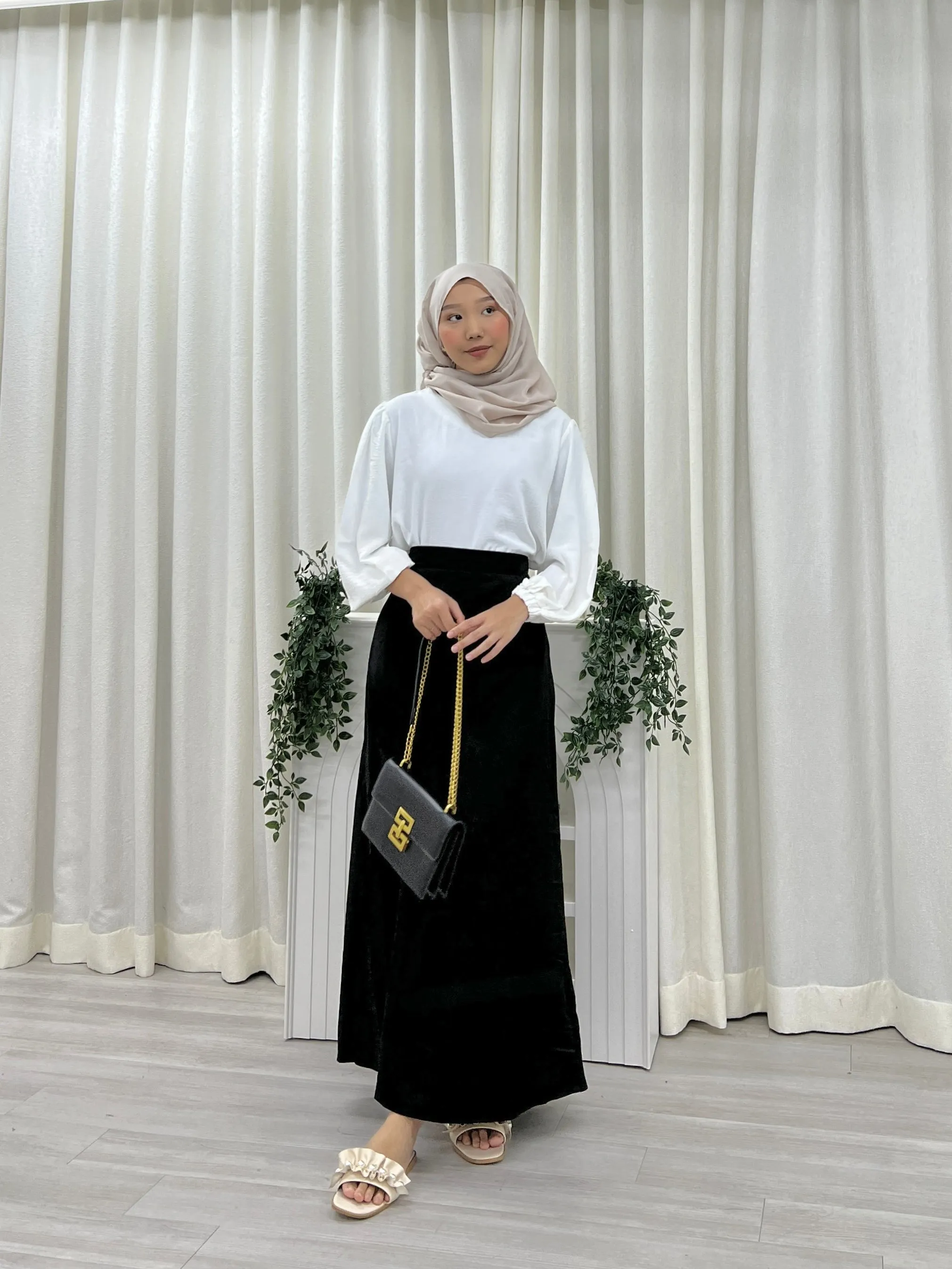 Satin A-line Skirt