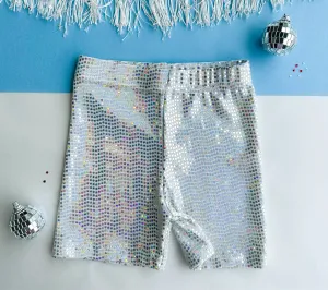 sequin biker shorts - silver