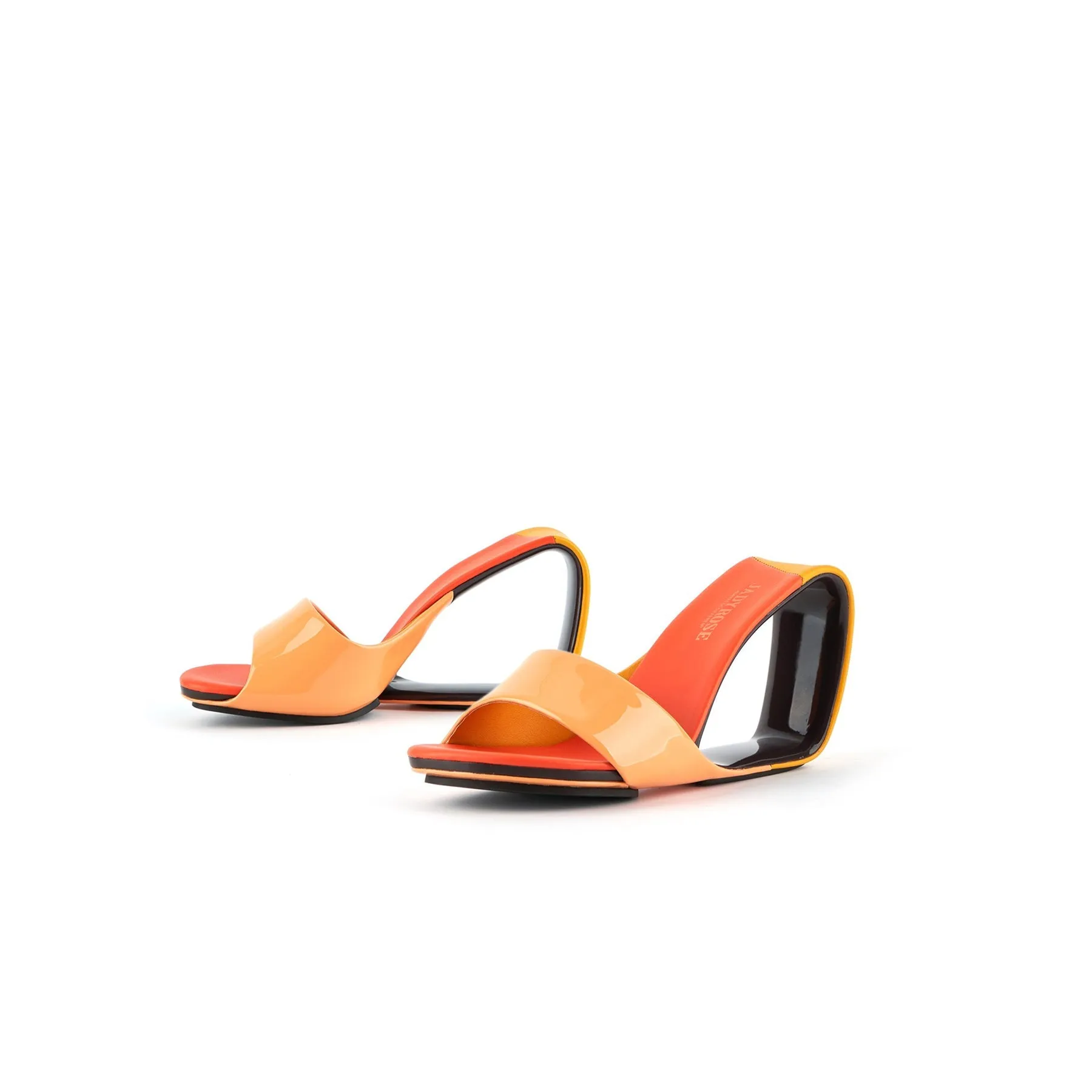 Set It Straight Leather Wedge Slide - Orange