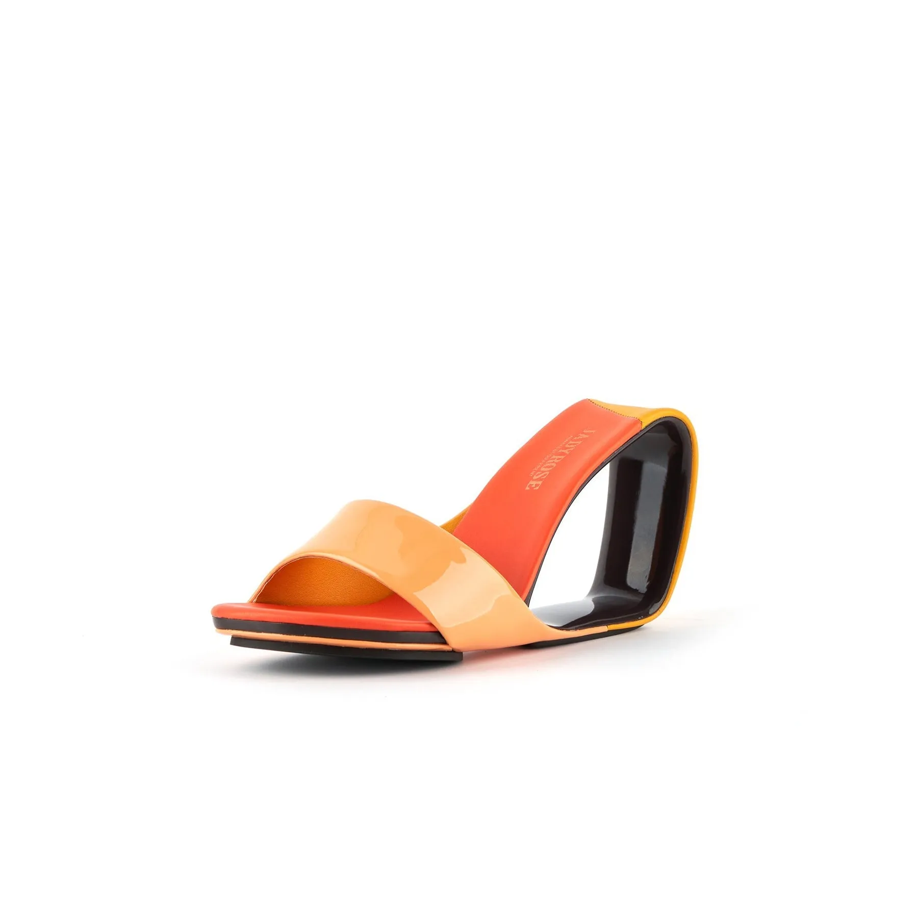 Set It Straight Leather Wedge Slide - Orange