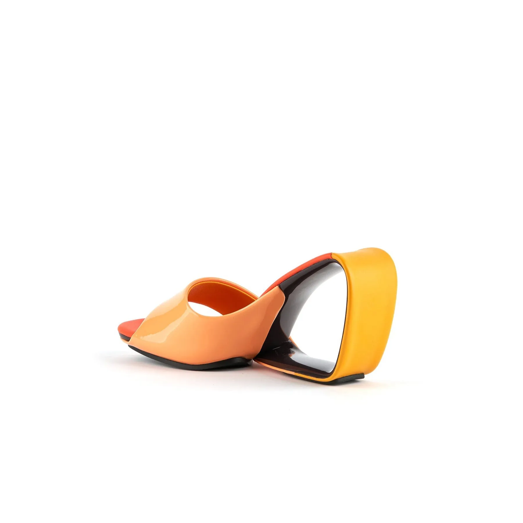 Set It Straight Leather Wedge Slide - Orange