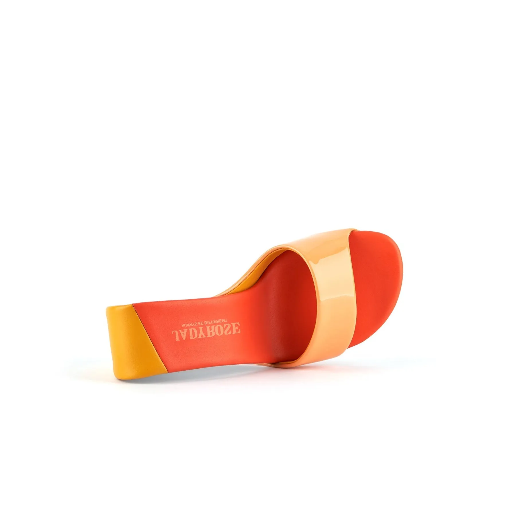 Set It Straight Leather Wedge Slide - Orange