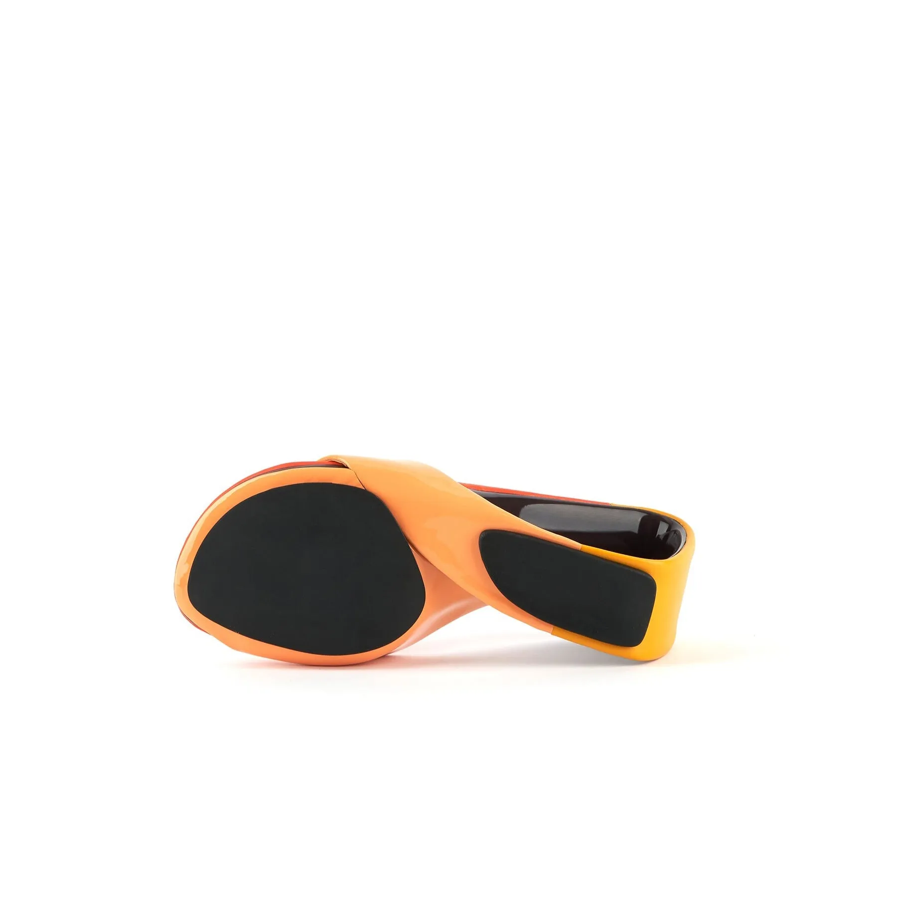 Set It Straight Leather Wedge Slide - Orange