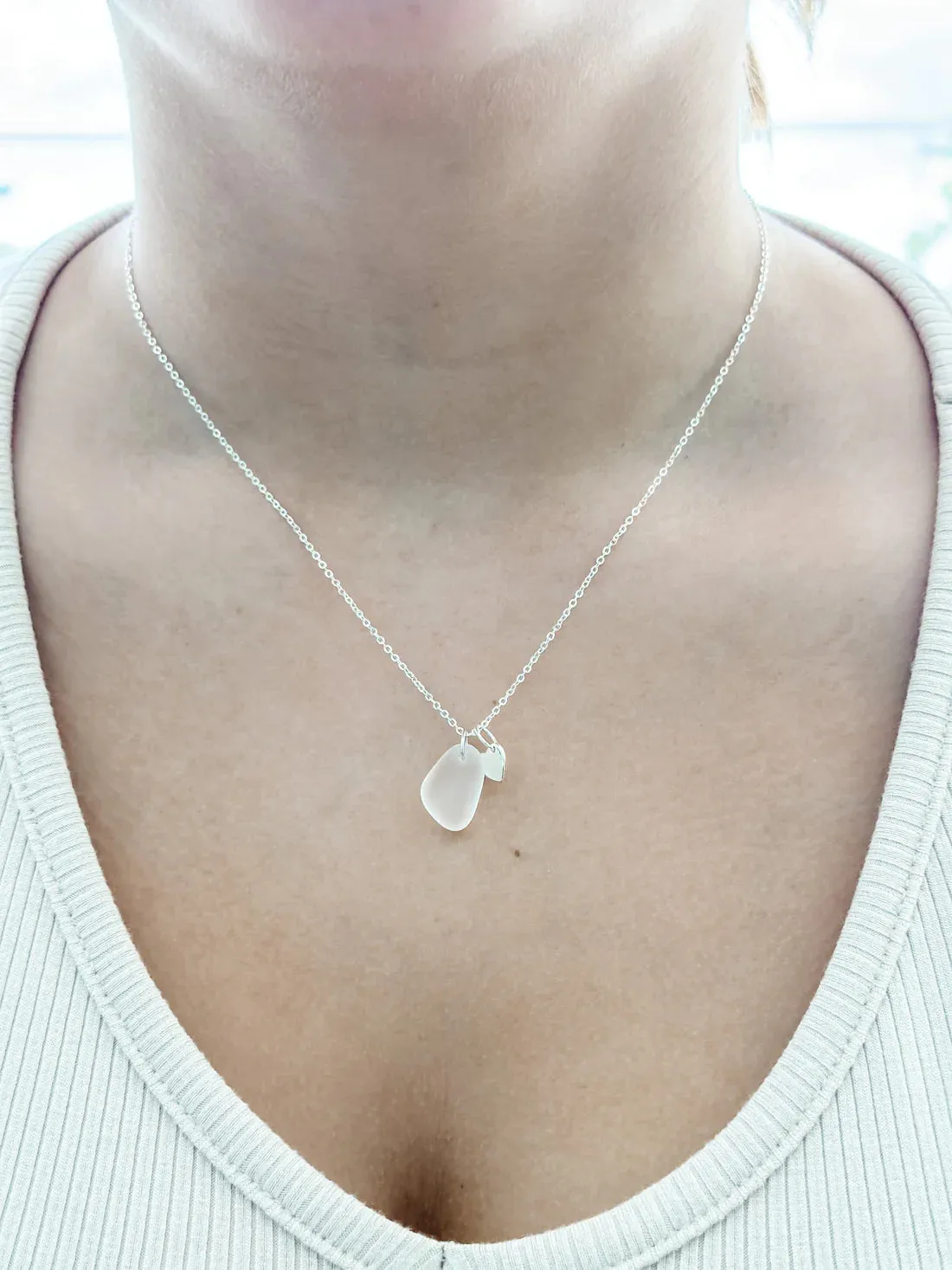 Shelly Sea glass Silver Necklace