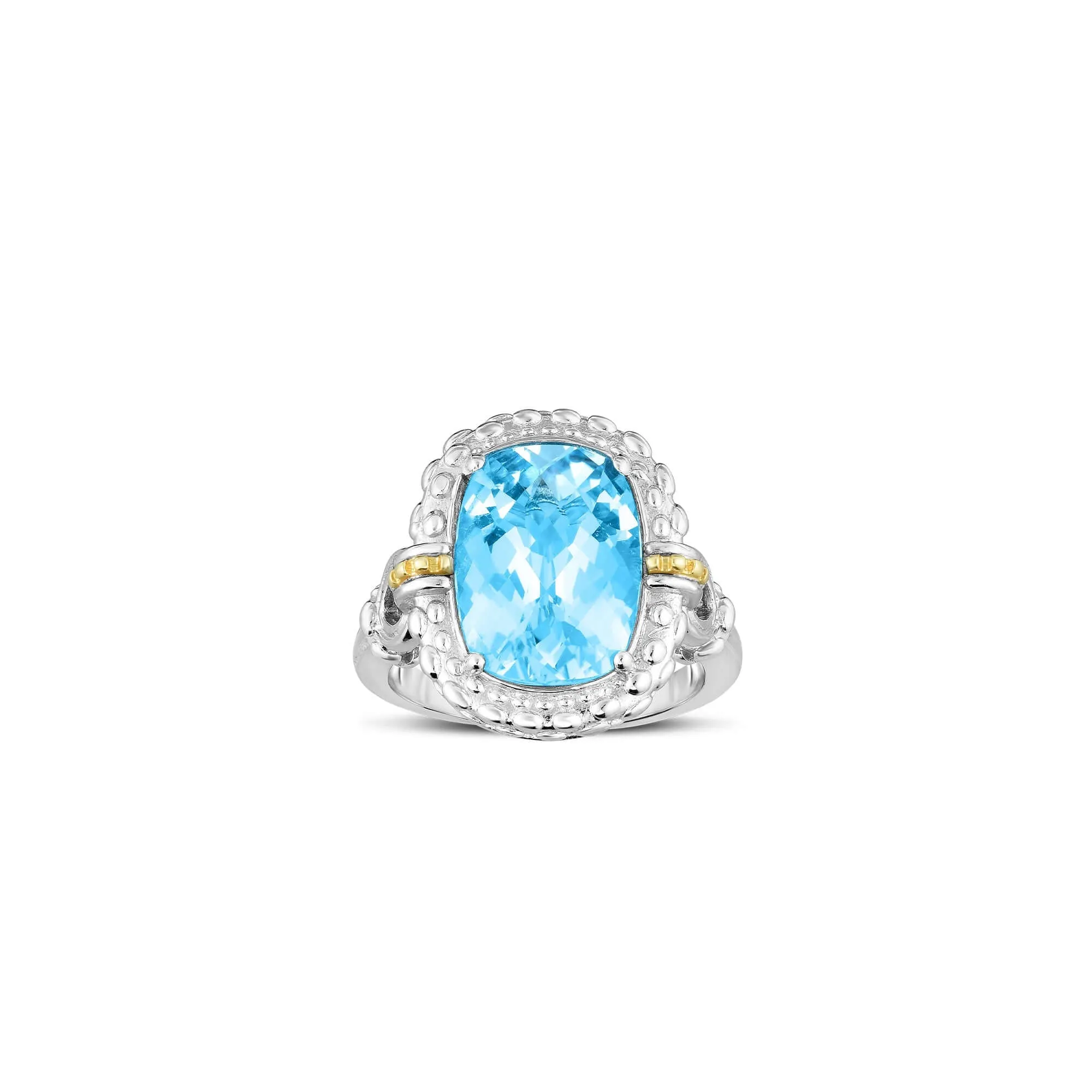Silver & 18K Gold Blue Topaz Cocktail Ring