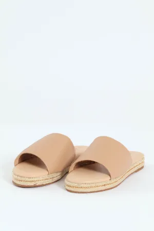 Single Banded Espadrille With Chain Detail - Taupe