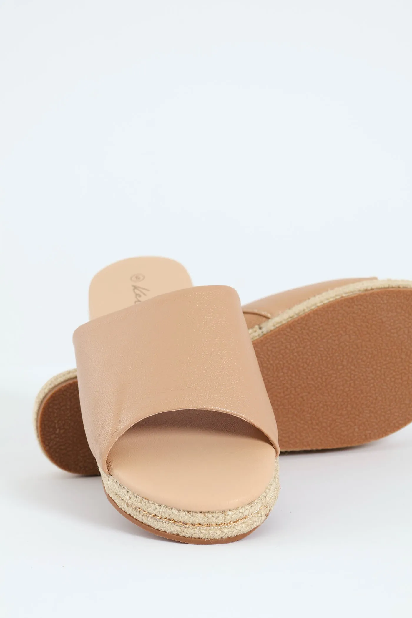 Single Banded Espadrille With Chain Detail - Taupe