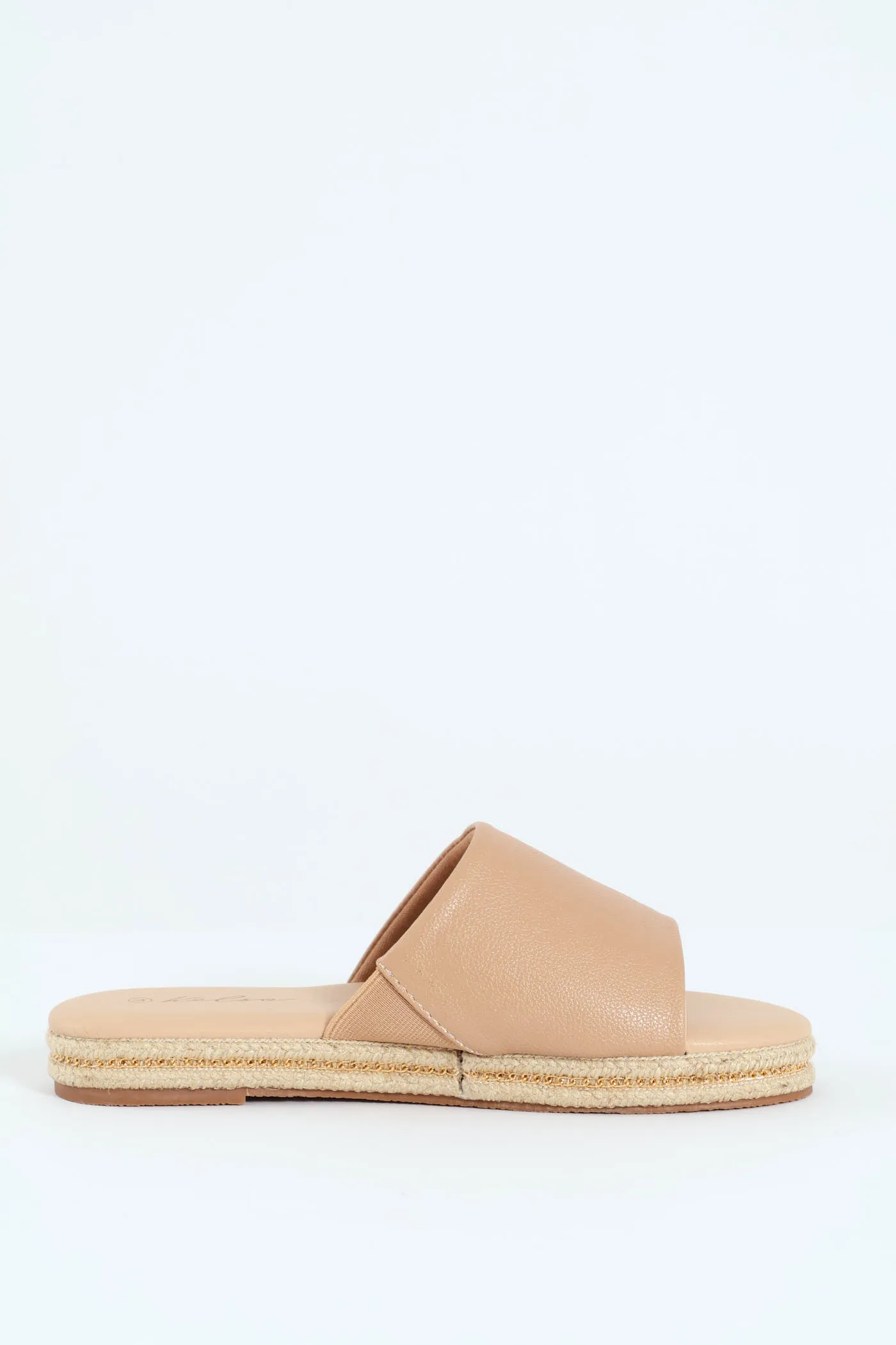 Single Banded Espadrille With Chain Detail - Taupe