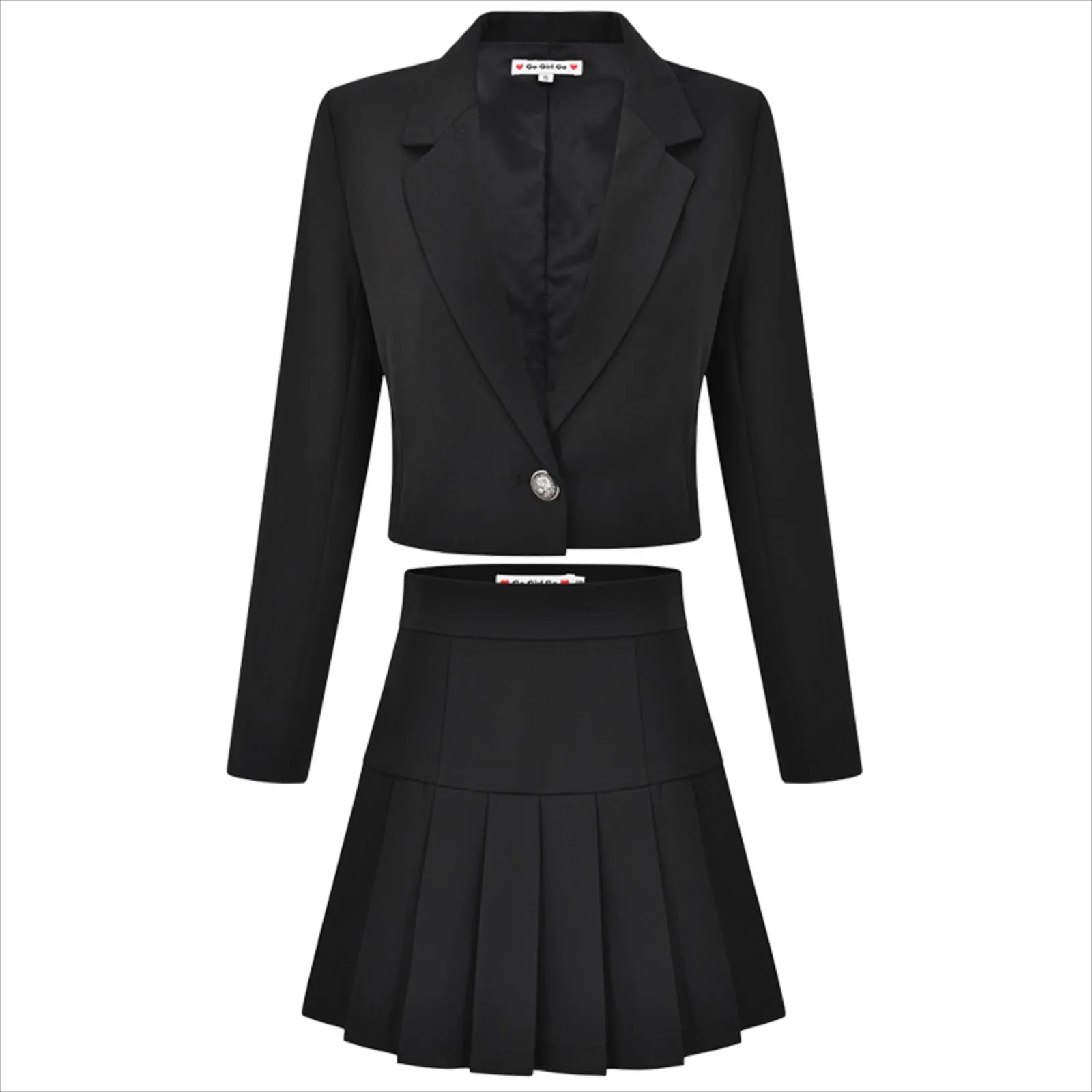 Slim Suit High Waist Pleated Skirt Set